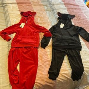 Red or Black Kids Tales Hooded Track Suit with Angel Wings (Choose 1)